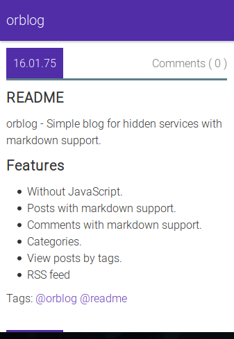 orblog - простой блог с поддержкой markdown.